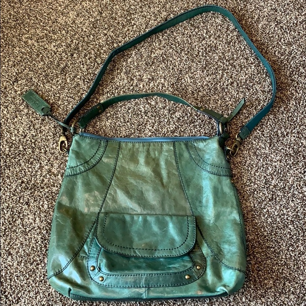 Fossil leather tote